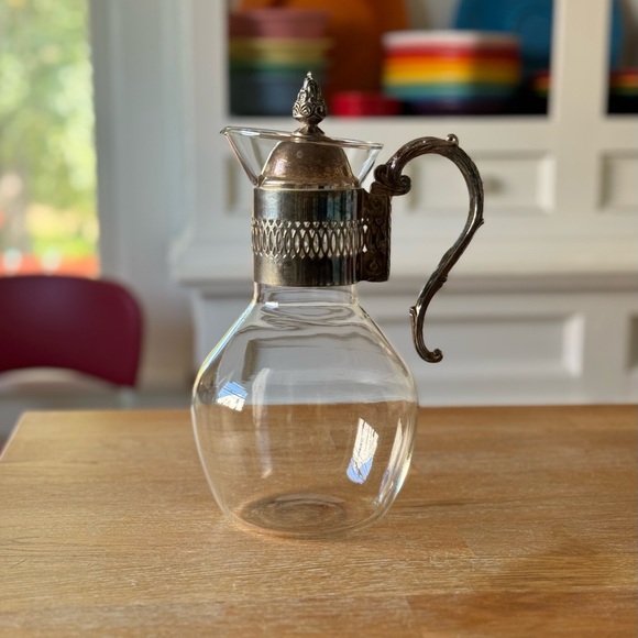 Other - Vintage Glass Coffee Carafe with Silver Accents